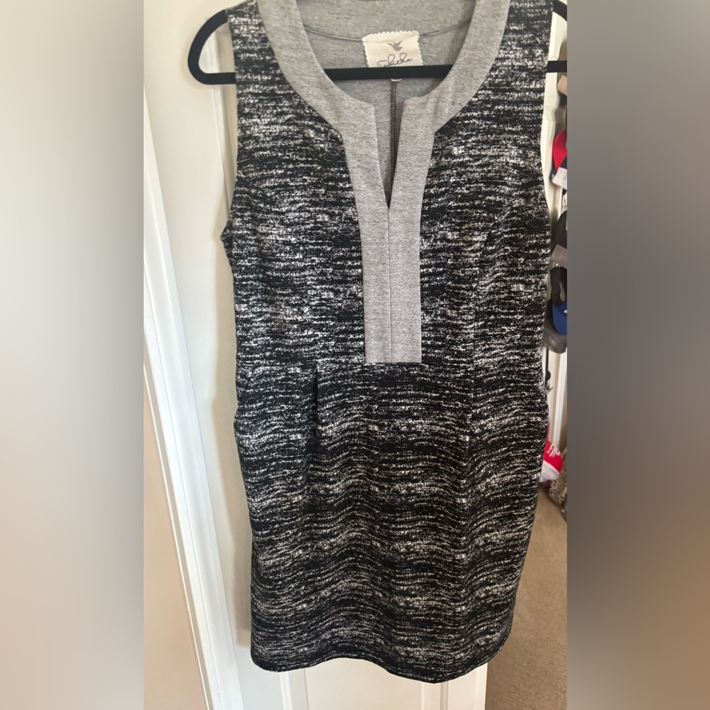 Tabitha Brand Black and Gray Women's Dress-Size 12. Gently Used